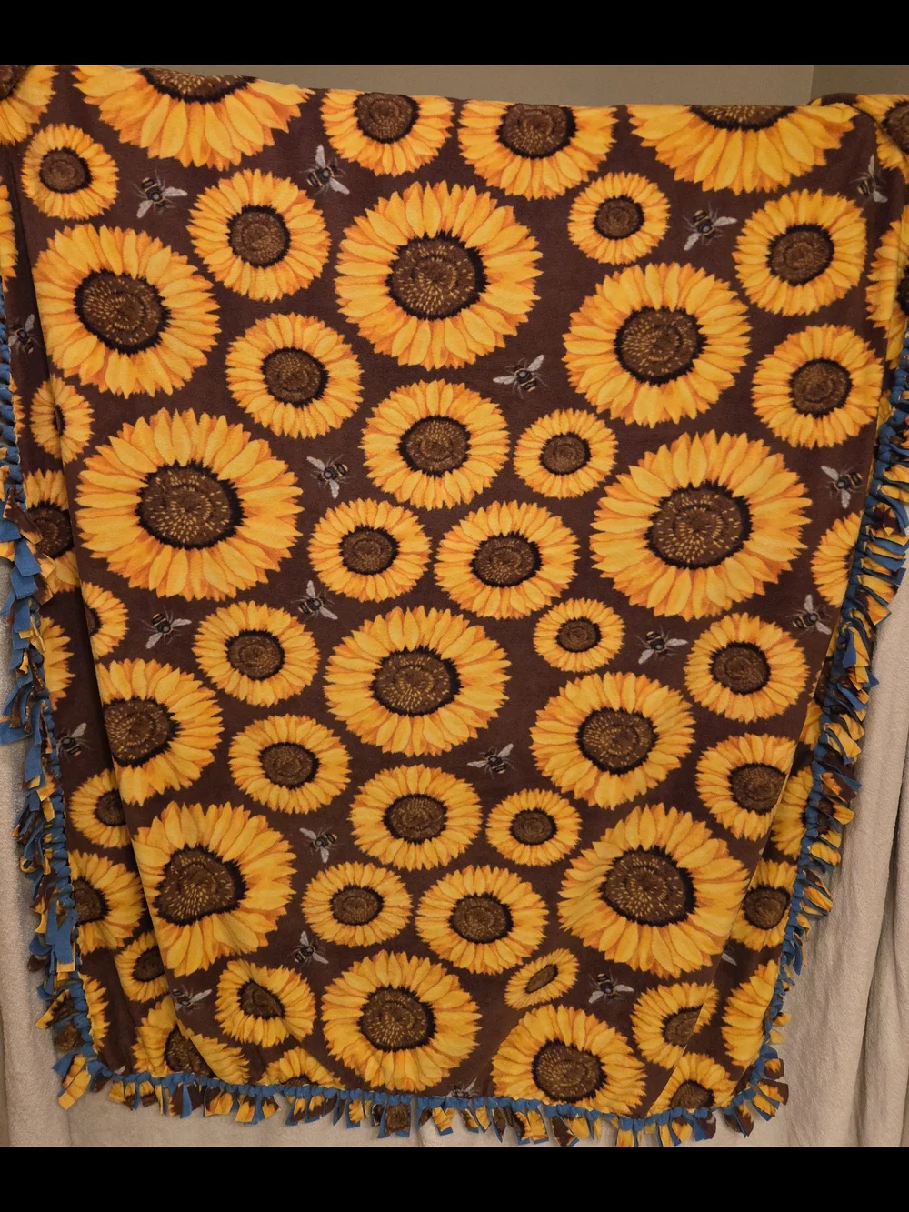 Welcome to Our Patch Blue Truck Throw with Pumpkins & Sunflowers